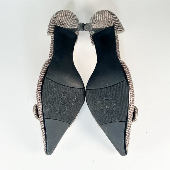 J Renee Brianna d'Orsay Silver Bronze Fabric Jeweled Stiletto Heels Shoes 7 - Picture 7 of 14